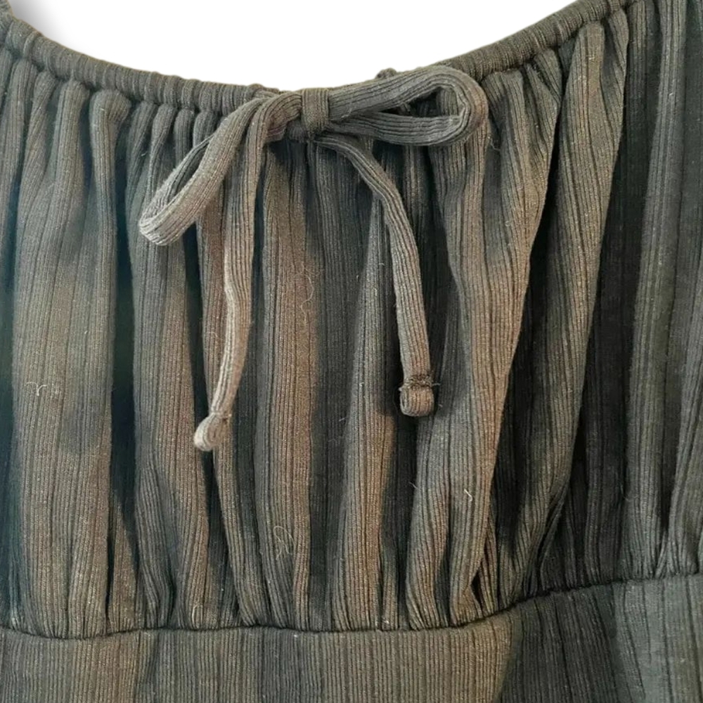 NWT MADEWELL Ribbed Square-Neck Long-Sleeve Top IN BLACK SZ SM - Picture 12 of 16